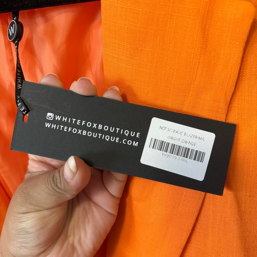 White Fox Not So Basic Bright Orange Blazer Sz M … - image 5